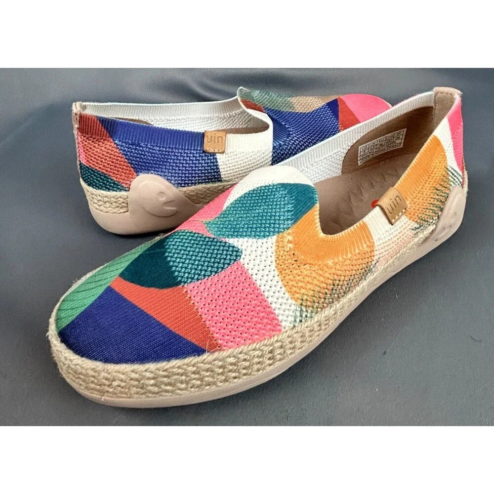 UIN Broad Leaf Marbella Bright Print Slip On Travel Shoes Size 8